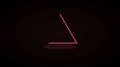 Glowing neon triangle outline drawing on a black background, red neon Stock Footage 342596009