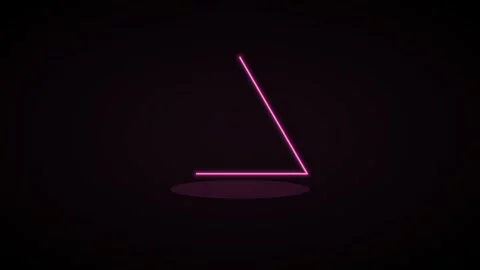 Glowing neon triangle outline drawing on a black background, pink neon Stock Footage 342596011