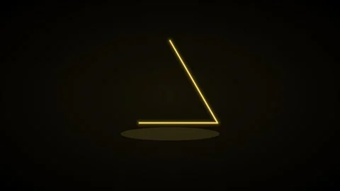 Glowing neon triangle outline drawing on a black background, gold neon Stock-Footage 342596030