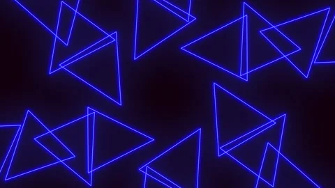 Glowing neon triangle outlines on dark futuristic background for motion design Stock Footage 334140511