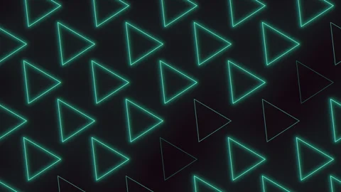 Glowing neon triangle pattern background with futuristic teal outlines animation Stock Footage 330086643