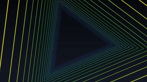 Glowing neon triangle tunnel Stock Footage 340523332