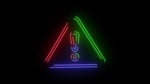 Glowing Neon Triangle Warning Sign Animating for a System Error, Danger, or Crit Stock Footage 317688374
