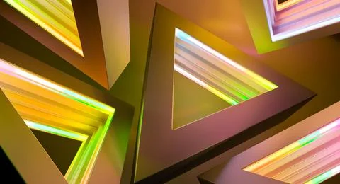Glowing neon triangles creating vibrant abstract composition Stock Photos