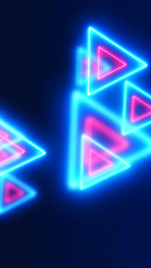 Glowing Neon Triangles Vertical Video Background Loop Stock Footage 212390704