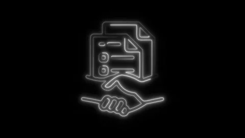 Glowing neon trust icon isolated on black background. HD Video motion graph.. Stock Footage 304141607