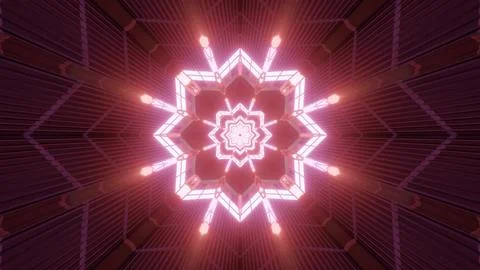 Glowing neon tunnel in star shape 3d illustration wallpaper background Stock Illustration