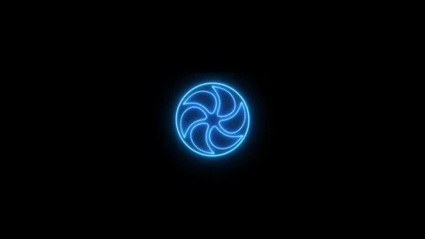 Glowing neon turbine icon minimal representing renewable energy. Futuristic.. Video stock 324583353