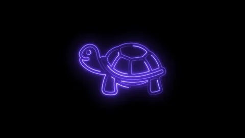 Glowing neon turtle animation on black background futuristic animal design Stock Footage 322958701