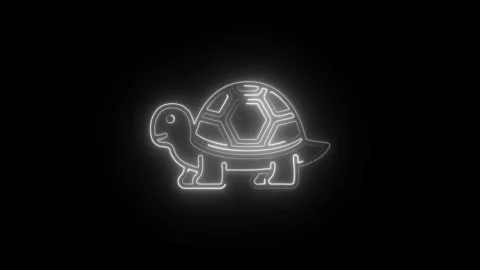 Glowing neon turtle icon isolated on black background. HD Video motion grap.. Stock Footage 304238550