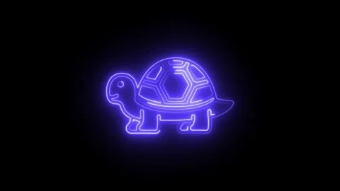 Glowing neon turtle icon isolated on black background. HD Video motion grap.. Stock Footage 304238560
