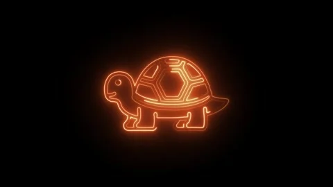 Glowing neon turtle icon isolated on black background. HD Video motion grap.. Stock Footage 304238562