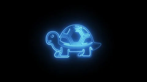 Glowing neon turtle icon isolated on black background. HD Video motion grap.. Stock Footage 304243082