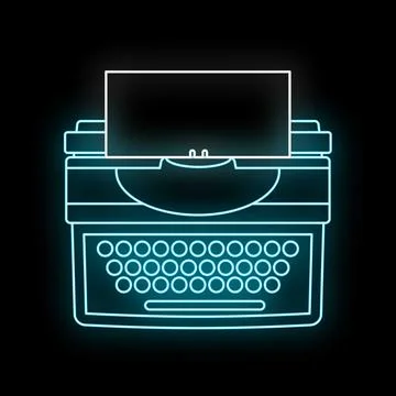 Glowing neon typewriter writing retro communication ideas Stock Illustration