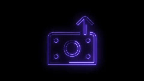 Glowing neon upload icon animation loop on black background abstract style 動画素材 314548094