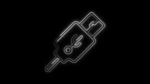 Glowing neon Usb Cable icon isolated on black background. HD Video motion g.. Stock Footage 316161093
