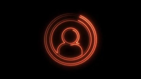 Glowing neon user icon with rotating circle on black background animation for ui Stock Footage 322966885