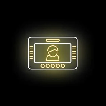 Glowing neon user id card on black background Stock Illustration