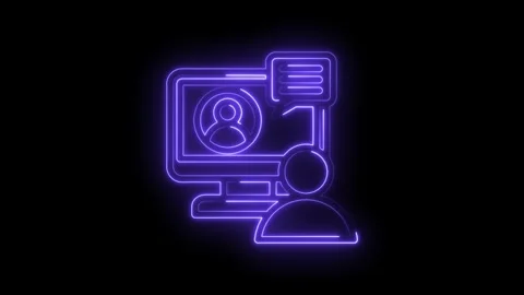 Glowing Neon User Profile Chat Icon Computer Screen Communication Concept Stock Footage 333969719