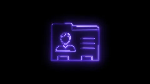 Glowing Neon User Profile Icon Folder Interface Element Isolated Black Back.. Stock Footage 315495540