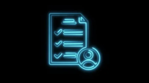 Glowing neon user testing icon isolated on black background. HD Video motio.. Stock Footage 304148298