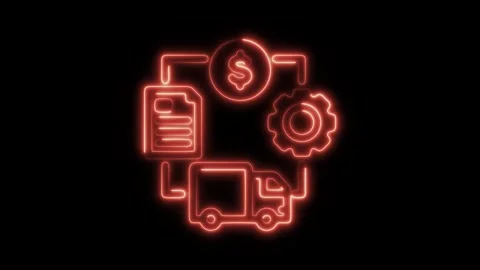 Glowing neon value chain icon isolated on black background. HD Video motion.. Stock Footage 304171820
