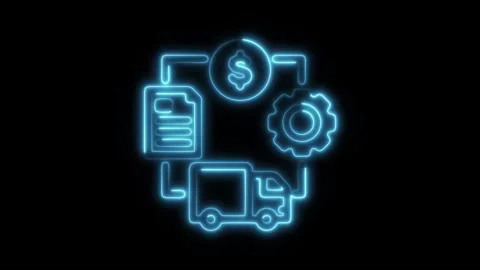 Glowing neon value chain icon isolated on black background. HD Video motion.. Stock Footage 304171822