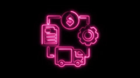 Glowing neon value chain icon isolated on black background. HD Video motion.. Stock Footage 304171839