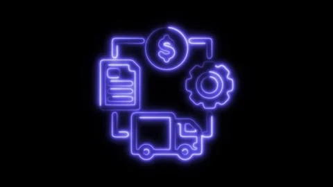 Glowing neon value chain icon isolated on black background. HD Video motion.. Stock Footage 304171947