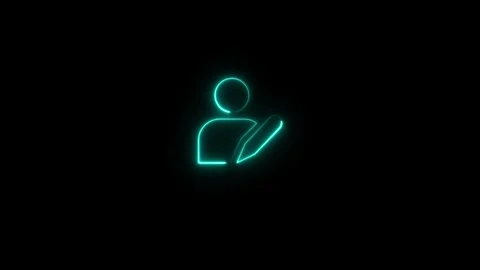 Glowing neon Verified User Icon animation with pencil icon Stock Footage 321012011