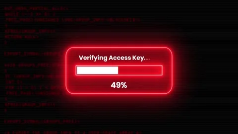 Glowing neon verifying access key neon loading animation Video stock 345950108