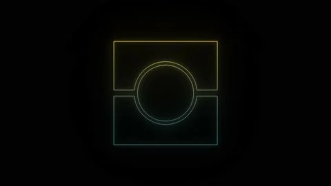 Glowing neon video camera icon on black background. Stock Footage 220216459