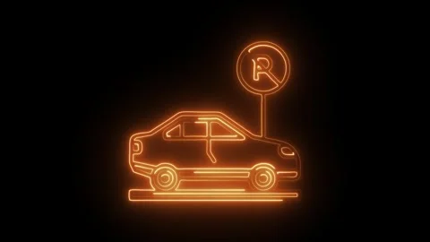 Glowing neon violations icon isolated on black background. HD Video motion .. Video stock 314643506