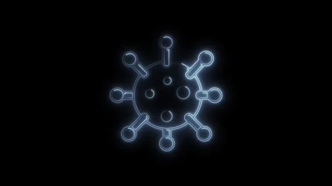 Glowing neon virus icon isolated on black background futuristic science tec.. Stock Footage 314704281
