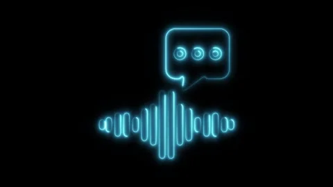 Glowing neon voice message isolated on black background. HD Video motion gr.. Stock Footage 303551398