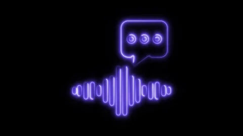 Glowing neon voice message isolated on black background. HD Video motion gr.. Stock Footage 303551421