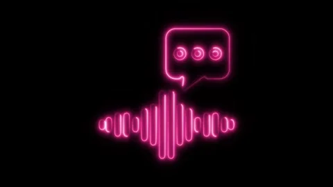 Glowing neon voice message isolated on black background. HD Video motion gr.. Stock Footage 303551423