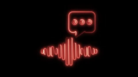 Glowing neon voice message isolated on black background. HD Video motion gr.. Stock Footage 303551441