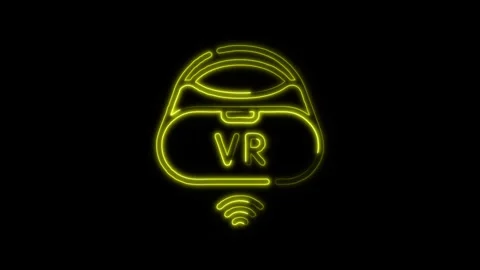 Glowing neon VR Technology icon isolated on black background. HD Video moti.. Stock Footage 316237639