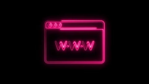 Glowing Neon W Browser Icon Interface Element Isolated on Black Background .. Stock Footage 315657289