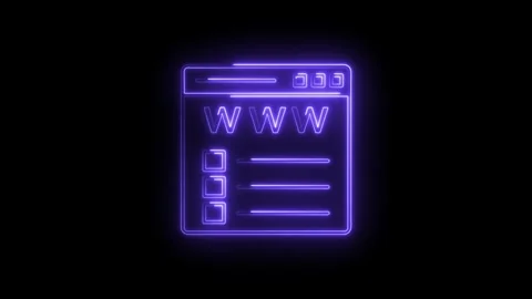 Glowing Neon W Web Browser Interface Icon Isolated on Black Background Digi.. Stock Footage 315498529