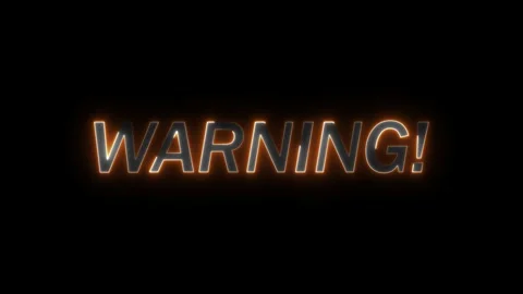 Glowing neon warning animation.with the warning text at the bottom of the A.. Stock Footage 309300999