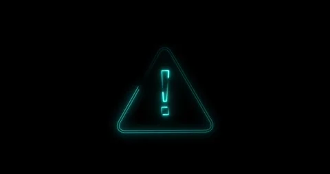Glowing neon warning attention icon signal security or system error warning tria Stock Footage 338185167