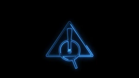 Glowing neon warning or problem solve animation blue color Vidéo 299538084