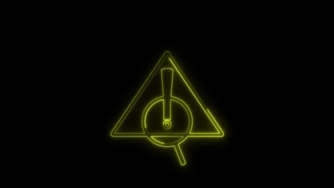 Glowing neon warning or problem solve animation yellow color Stock Footage 299538117