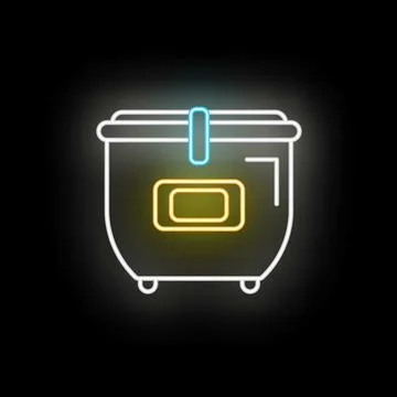 Glowing neon waste bin icon on dark background Stock Illustration