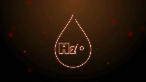 Glowing Neon Water Drop with H2O Formula Animation.  Stock Footage 239324657