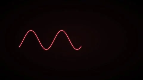 Glowing neon wave line on a black background, red neon Stock-Footage 342595942