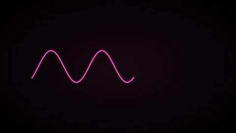 Glowing neon wave line on a black background, pink neon Vídeos de archivo 342595956