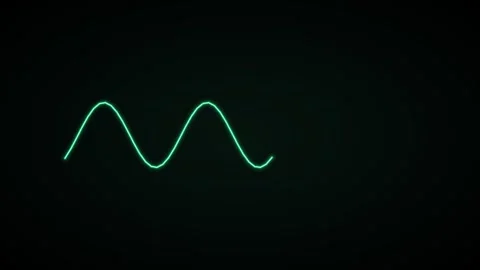 Glowing neon wave line on a black background, green neon Vídeos de archivo 342595975